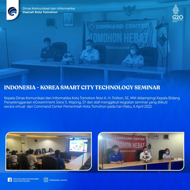 
 Melaui Video Conferen, Kadis Kominfo Novi Politon Ikuti Indonesia – Korea Smart City Technology Seminar